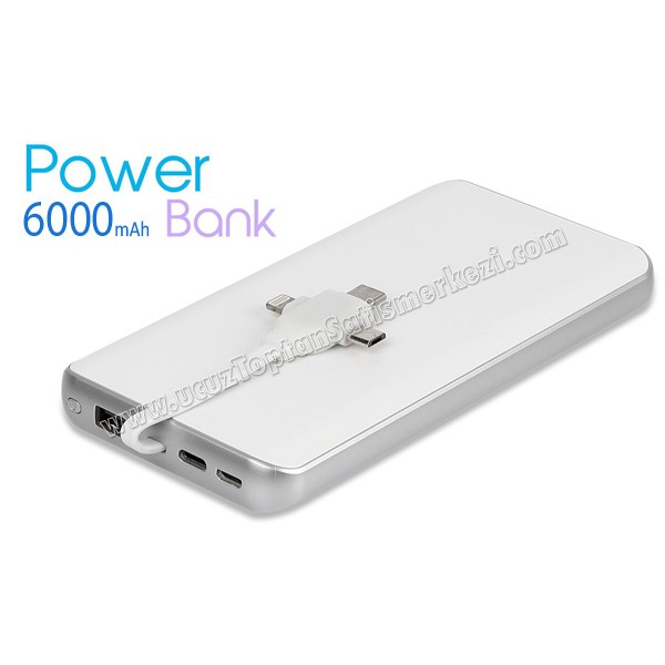 PowerBank 6000 mAh - Kendinden Kablolu